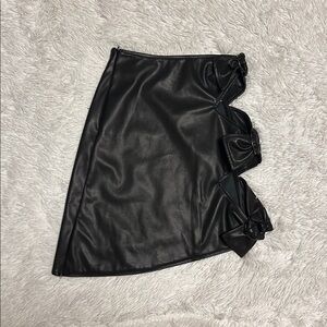 NWT AKIRA Black Faux Leather Cut out Skirt